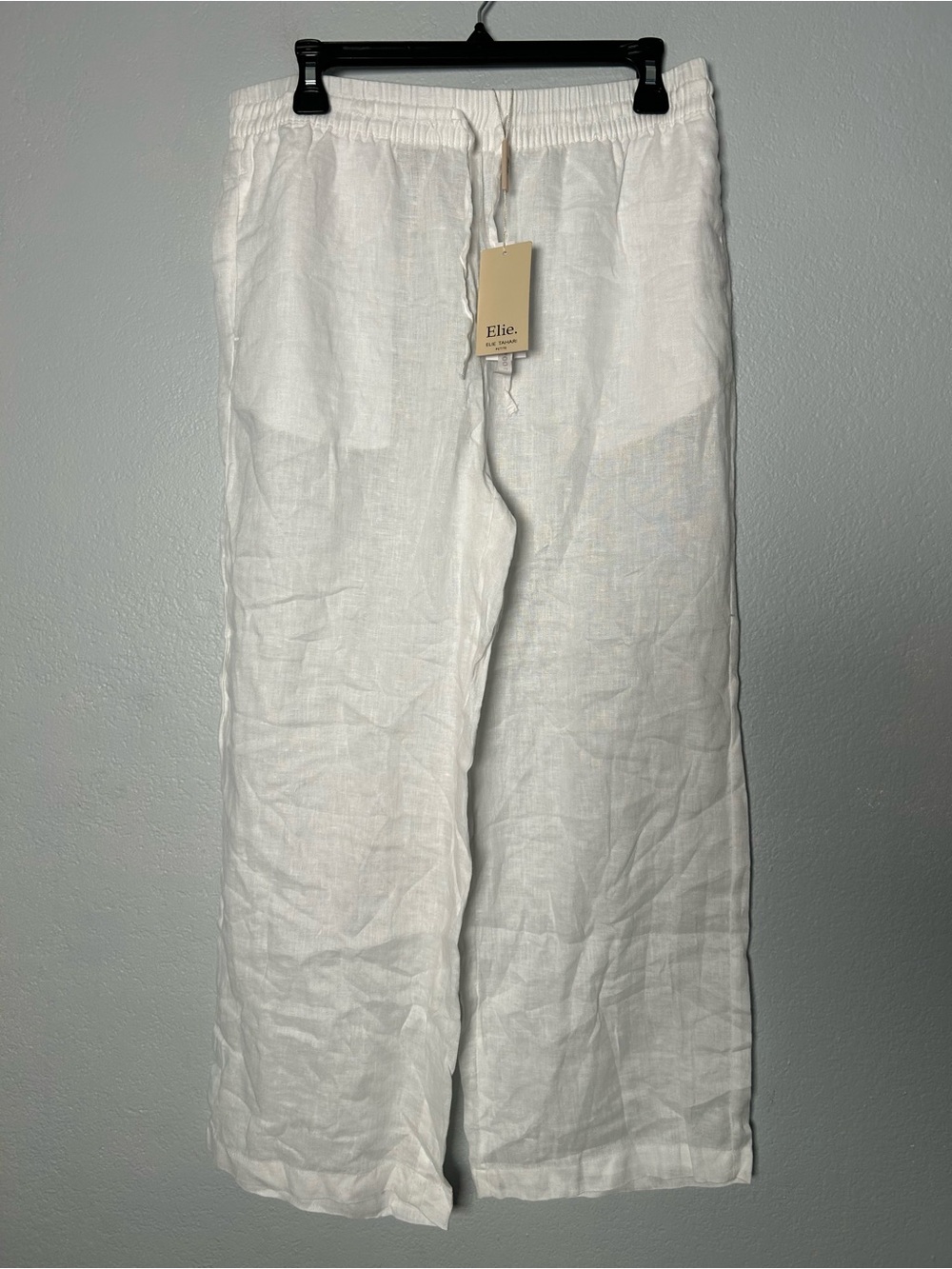 NEW Elie Linen Wide-Leg White Pants Beach Pool Travel size Large